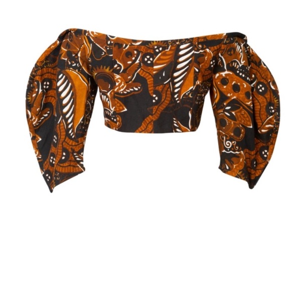 NWT Mara Hoffman Juana top - brown, black multi - size 2, fits like 0 - Picture 2 of 8